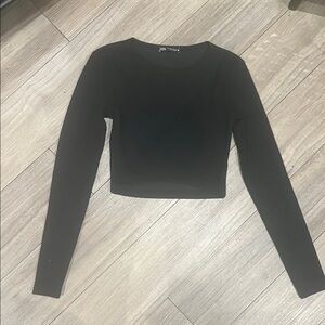 Zara Black Long Sleeve Crop Top
